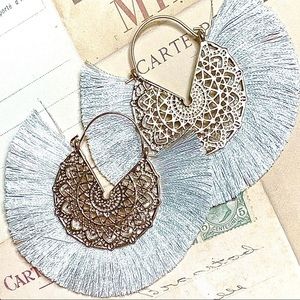 Fringe and Filigree Hoop Earrings | White